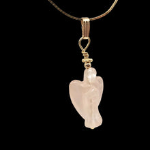 Load image into Gallery viewer, Rose Quartz Angel Pendant Necklace | Semi Precious Stone Jewelry | 14kgf Pendant
