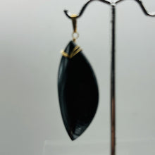 Load image into Gallery viewer, Psilomelane AAA with Spakling Crystals Marquise Pendant | 48x20x8mm | Black |
