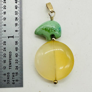 Gemmy Peruvian Opal w/Variscite 14K Gold Filled Pendant|Clear Green|1 3/4" Long|