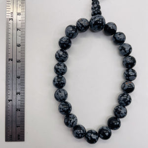 Snow Flake Obsidian 7" Strung Strand Round | 8mm | Black White | 21 Beads