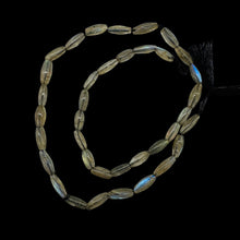 Load image into Gallery viewer, Natural Blue Flash Labradorite Flat Oval Bead Strand 16" 49 Beads Canada
