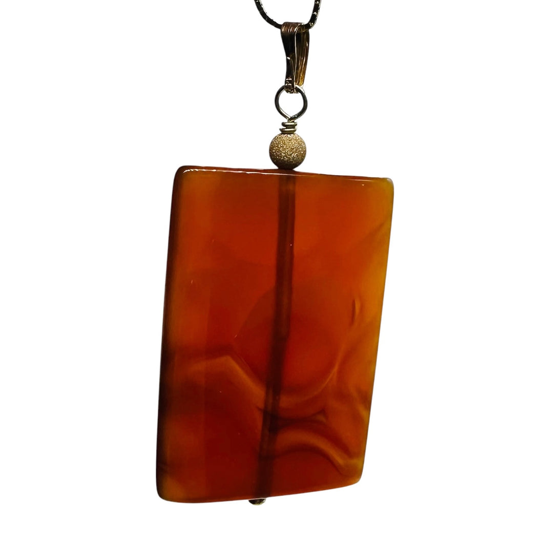 Carnelian Rectangle Cut Pendant | 2