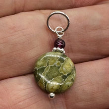 Load image into Gallery viewer, Raintree Rhyolite Jasper Sterling Silver Pendant | 1&quot; Long | Green, Pink |
