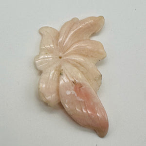 Peruvian Opal 32ct Carved Flower Pendant Bead | 35x60x3mm | Pink | 1 Bead |