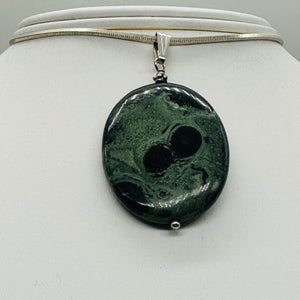 Exotic Kambaba Jasper Oval Sterling Silver Pendant | 2 1/4" Long | 1 Bead |