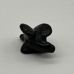 Soaring Carved Onyx Eagle Animal Figurine Bead | 18x18x7mm | Silver black