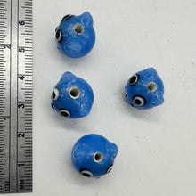 Load image into Gallery viewer, Kitty Cat Ceramic Round Beads | 15mm | Cornflower Blue | 4 Beads |
