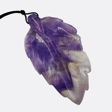 Load image into Gallery viewer, Amethyst Carved Pendant Leaf | 60x30x8mm | Purple White | 1 Bead |
