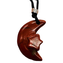 Load image into Gallery viewer, Red Brecciated Jasper Star and Moon Pendant Necklace Celestial Jewelry
