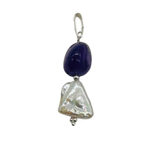 Load image into Gallery viewer, Pearl Triangle and Amethyst Sterling Silver Pendant | 1 1/4&quot; Long | White, Red |
