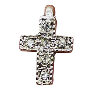 Tiny Sterling Silver Cubic Zirconia Cross | 1/2" Long | Silver | 1 Pendant |