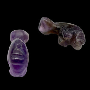 Grace 2 Carved Purple Amethyst Manatee Beads | 21x11x9mm | Purple