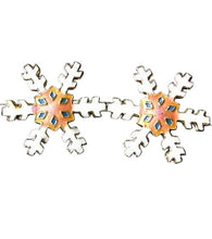 Load image into Gallery viewer, 2 Peach Cloisonne Snowflake Centerpiece 30x27x4mm Beads 8638G
