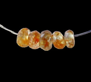 5 Dazzling Mandarin Zircon Faceted Roundel Beads 7454A