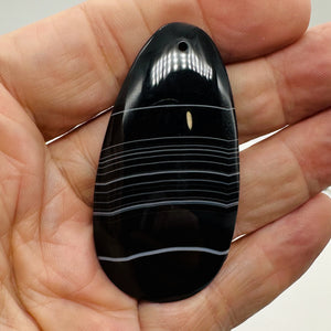 Sardonyx Large Designer Teardrop Pendant Bead| 64x33x6mm| Black, White| 1 Bead |