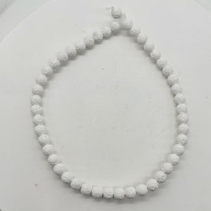 Lava Stone Round Beads 16" Strand | 8mm | White | 46 Beads |