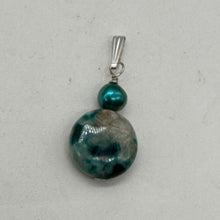 Load image into Gallery viewer, Chrysocolla Natural Semi Precious Stone Sterling Silver Pendant | 1 1/4&quot; Long|
