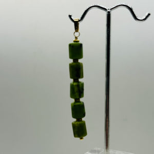 Nephrite Jade 14K Gold Filled Pendant | Green | 2 1/2" Long |