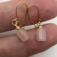 Load image into Gallery viewer, Madagascar Rose Quartz Tube Bead 14k Gold Filled Semi Precious Stone Earrings
