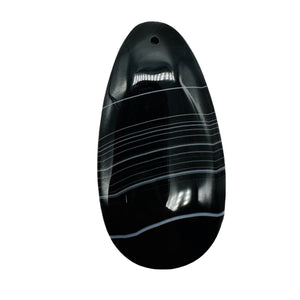 Sardonyx Large Designer Teardrop Pendant Bead| 64x33x6mm| Black, White| 1 Bead |