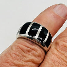 Load image into Gallery viewer, Onyx Sterling Silver Designer Ring | Size 7.5 | Black, Silver | 1 Ring |
