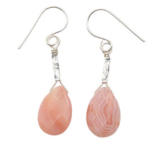 Load image into Gallery viewer, Botswana Sterling Silver Faceted Briolette Earrings | 1 1/2&quot; Long | Peach |
