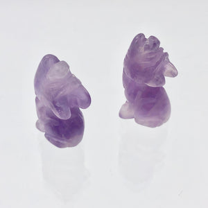 Howling 2 Carved Amethyst Wolf / Coyote Beads | 21x11x8mm | Purple