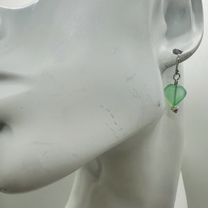 Chrysoprase Hearts Sterling Silver Earrings, Delightful | 1" Long |