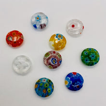 Load image into Gallery viewer, Millefiore Coin Beads | 12x4mm | Multi-color | 9 Beads |
