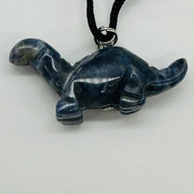 Load image into Gallery viewer, Sodalite Diplodocus Dinosaur Pendant | 1&#39; Long | Blue, White |
