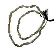 Load image into Gallery viewer, Natural Blue Flash Labradorite Flat Oval Bead Strand 16" 49 Beads Canada
