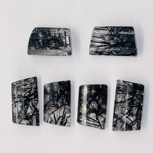 Tourmalinated Quartz Trapezoid Bead - Double Drilled | 24x14mm | Clear Black | 1