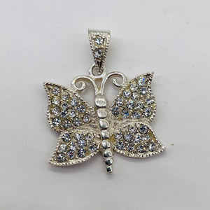 Butterfly Marcasite Sterling Silver Pendant | 1" Long | Silver | 1 Pendant