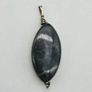 Australian Mookaite 40x20x6mm Marquise Cut Pendant | 2 1/4" Long | Gray, White |