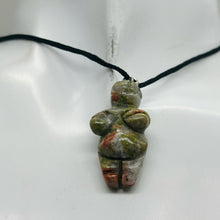Load image into Gallery viewer, Unakite Stone Goddess of Willendorf Pendant Necklace | 3/4&#39; Long | Green, Pink |
