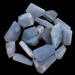 Drusy Blue Chalcedony 100g Quadrilateral Strand| 35x22 to 22x19mm | Blue, White|