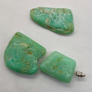 Chrysoprase Natural Nugget Beads 34g | 28x30x10mm, 35x31x19mm, 39x24x8mm| Green|