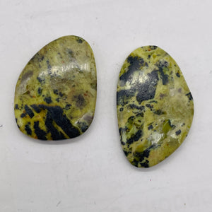 Turquoise Faustite Oval Beads | 41x31 to 37x7mm | Chartreuse, Black | 2 Beads |