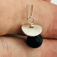 Load image into Gallery viewer, Black Stone Africa Sterling Silver Pendant Matte Black Handmade USA 1 Inch
