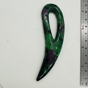 Ruby Zoisite Comma Bead | 94x28x6mm | Green Red | 1 Pendant Bead |