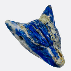 Sodalite Carving Wolf Head Pendant Bead | 40x30x10mm | Blue White | 1 Bead |
