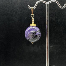 Load image into Gallery viewer, Charoite AAA Large Round 14K Gold Filled Pendant | Purple, White | 1 1/2&quot; Long |
