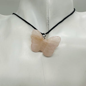 Rose Quartz Stone Butterfly Pendant | 1" Long | Pink | 1 Pendant Necklace |