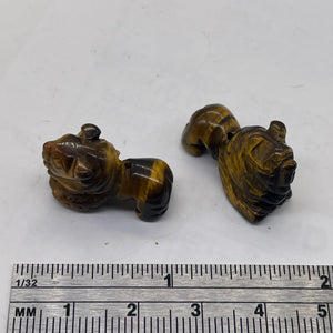Roaring 2 Carved Tigereye Lion Beads | 18x18x7mm | Golden Brown