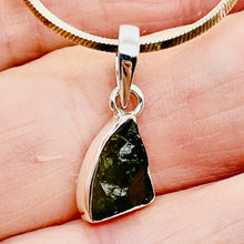 Load image into Gallery viewer, Moldavite 10.23ct Sterling Silver Triangle Pendant| 7/8&quot; Long | Green| 1 Pendant
