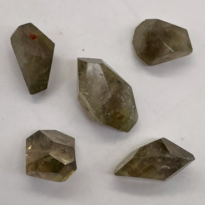 Rutilated Quartz Faceted Nugget Beads | 36x17 to 18x11mm| Clear, Green| 5 Beads|