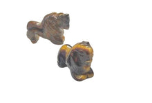 Load image into Gallery viewer, Roaring 2 Carved Tigereye Lion Beads | 18x18x7mm | Golden Brown
