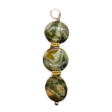 Load image into Gallery viewer, Raintree Rhyolite Jasper 14KGF Dangle Pendant | 2&quot; Long | Green, Pink |
