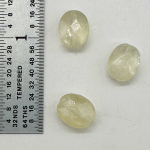 Three Yellow Calcite Facteted Oval Beads 004571