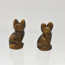 Load image into Gallery viewer, Adorable! 2 Tiger's Eye Sitting Carved Cat Beads | 21x12x10mm | Golden Brown
